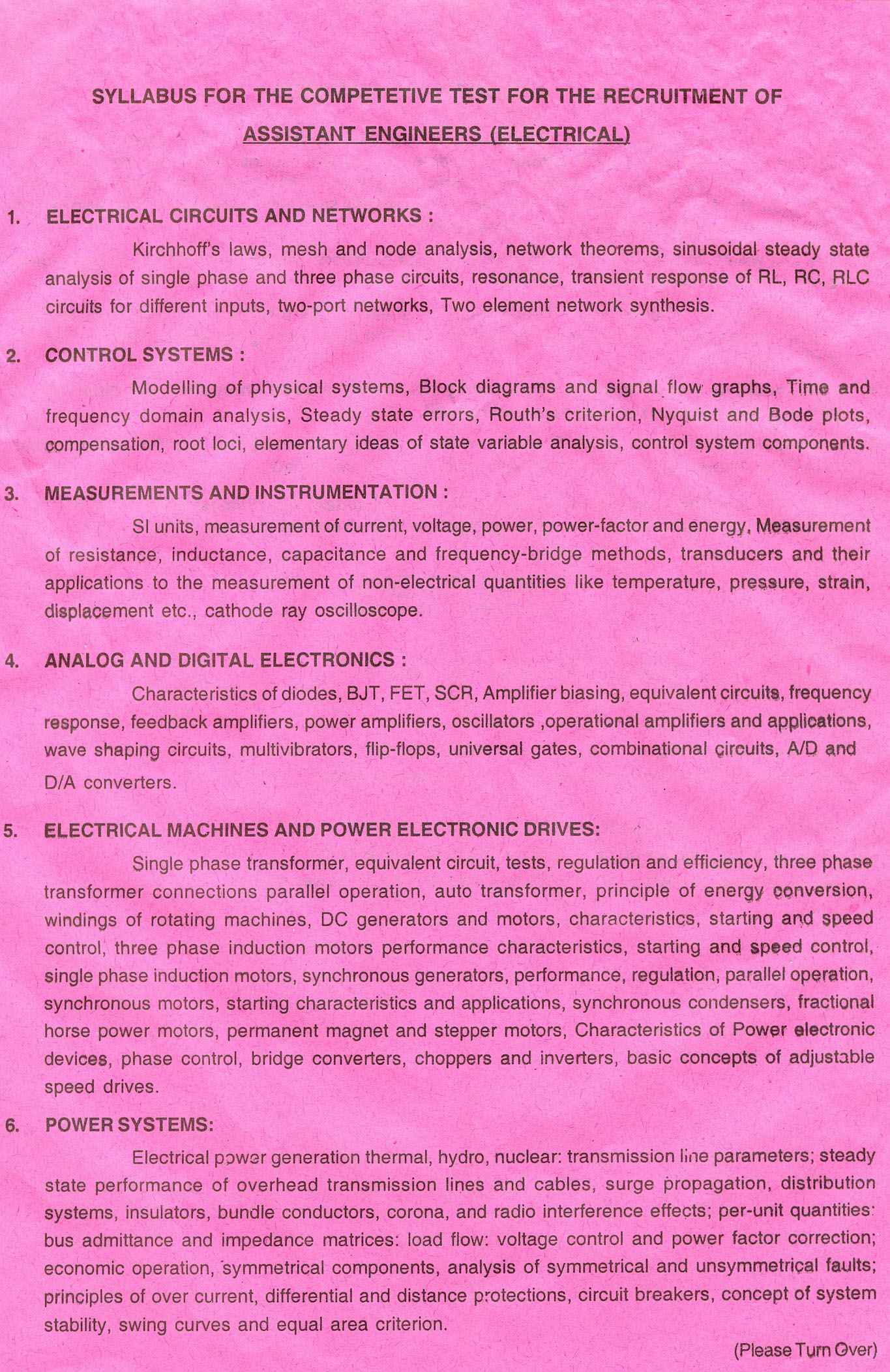 Syllabus AE s 2010 APSPDCL