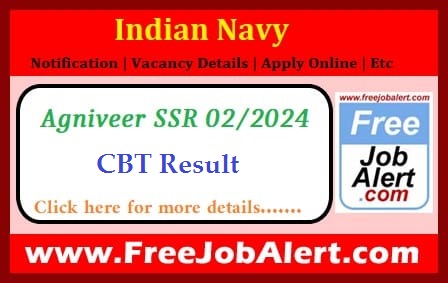 Indian Navy Agniveer SSR  Result 2024 – CBT Result Released