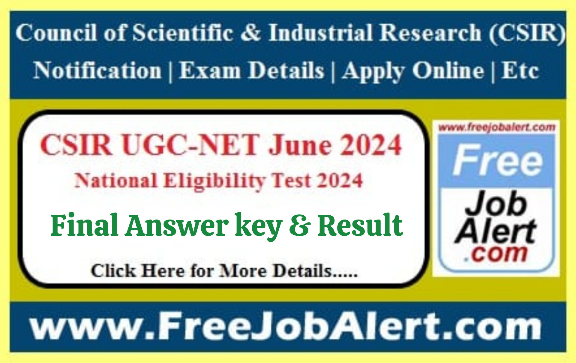 CSIR UGC NET June Result 2024 – Final Answer Key & Score Card Released