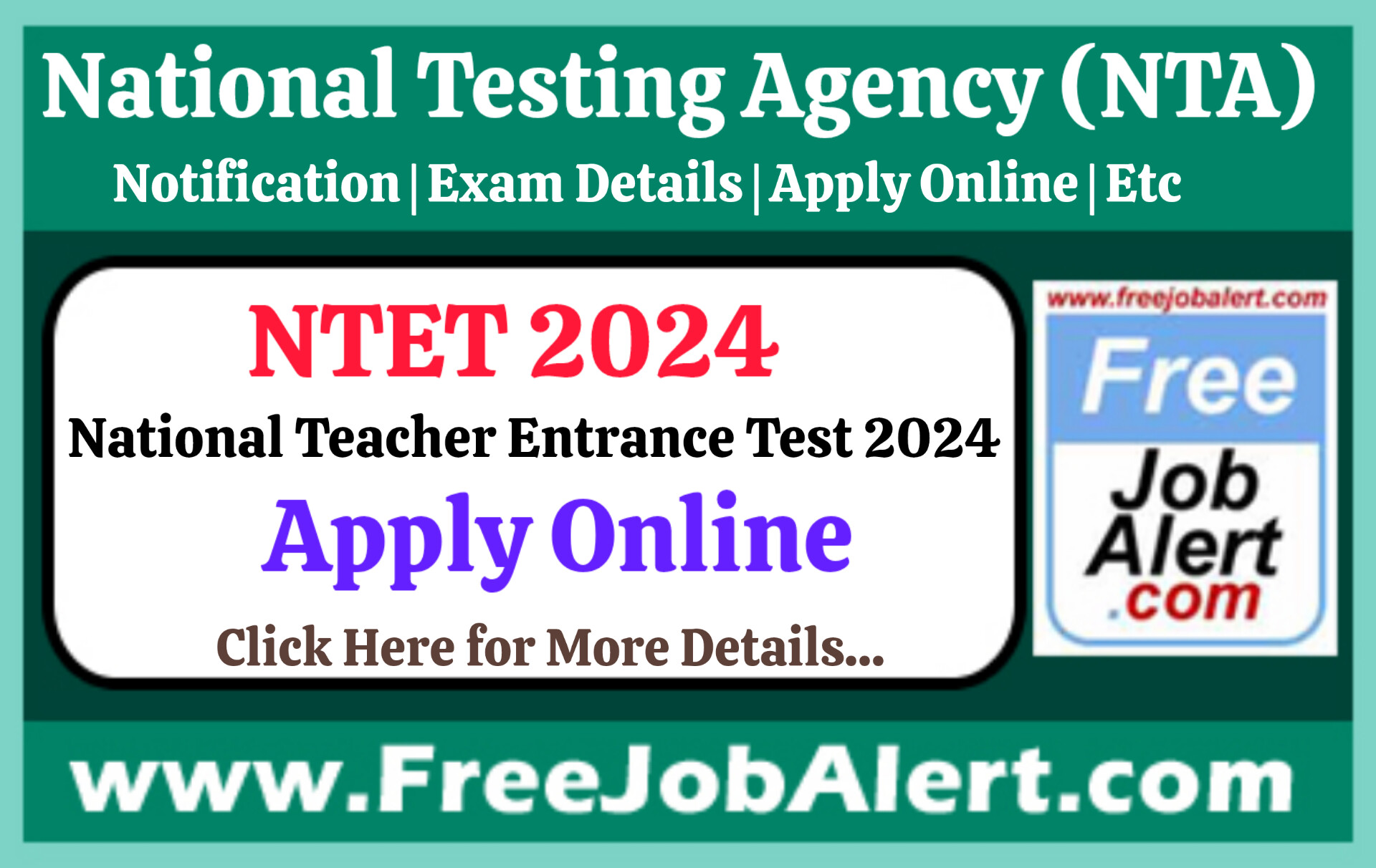 NTA NTET 2024 – Apply Online for National Teacher Entrance Test