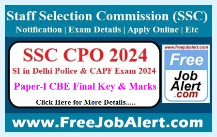 SSC SI in Delhi Police & CAPFs Answer Key 2024 – Paper-I CBE Final Answer Key & Marks Released