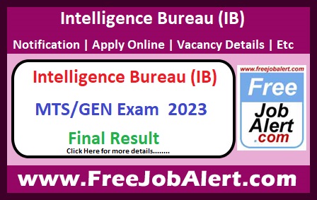 Intelligence Bureau MTS/GEN Exam Result 2024 – Final Result Released