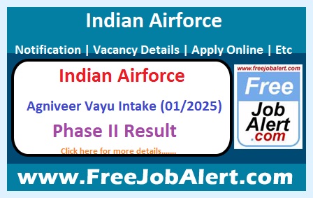 Indian Airforce Agniveer Vayu Intake (01/2025) Result   2024 – Phase II  Result Released