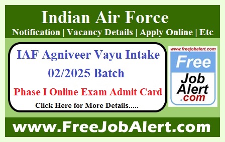 Indian Air force Agniveer Vayu Intake (02/2025) Admit Card 2024 – Phase I Online Exam Admit Card Download