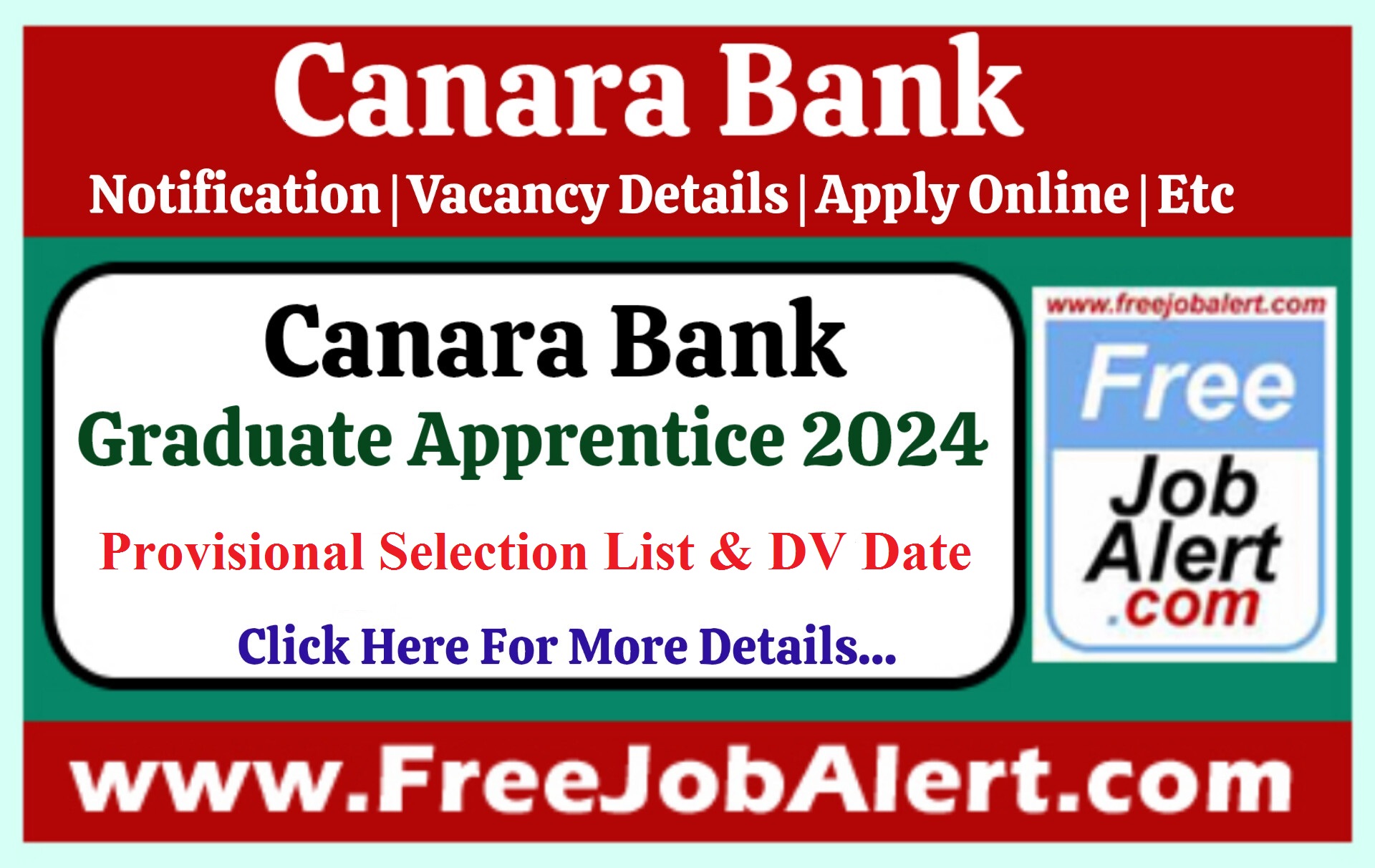 Canara Bank Graduate Apprentice Result 2024 – Provisional Selection List & DV Date Announced