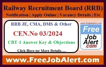 RRB JE, Chemical Supervisor, Metallurgical Supervisor & Other Answer Key 2024 – CBT-1 Answer Key & Objections Released